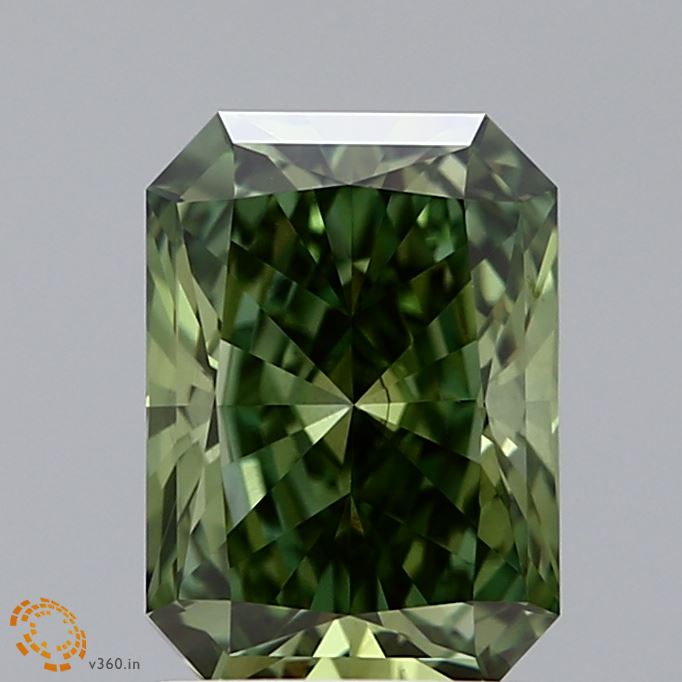 2.02ct Radiant FANCY VIVID GREEN VS2 Lab Created Diamond