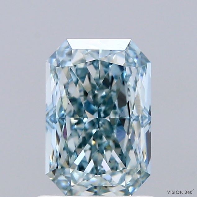 1.51ct Radiant FANCY INTENSE BLUE GREENISH VS1 Lab Created Diamond