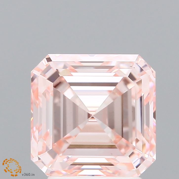 3ct Asscher FANCY INTENSE PINK VS1 Lab Created Diamond