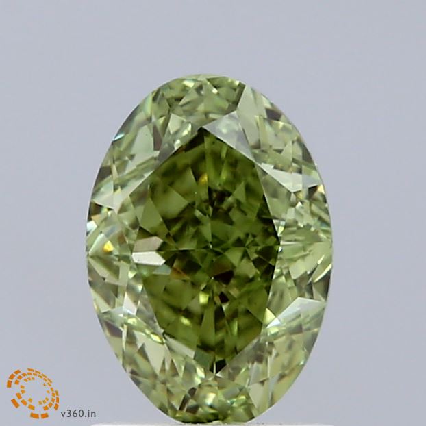 1.55ct Oval FANCY VIVID GREEN VVS2 Lab Created Diamond
