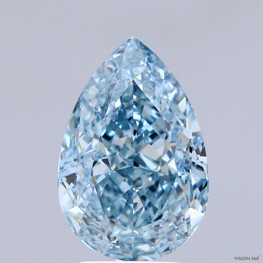 3.14ct Pear FANCY VIVID BLUE VS2 Lab Created Diamond