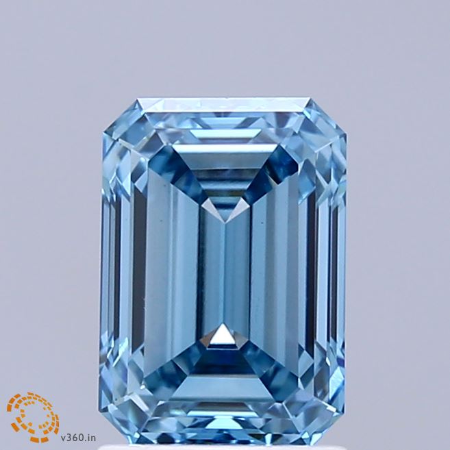 1.94ct Emerald FANCY VIVID BLUE VVS2 Lab Created Diamond