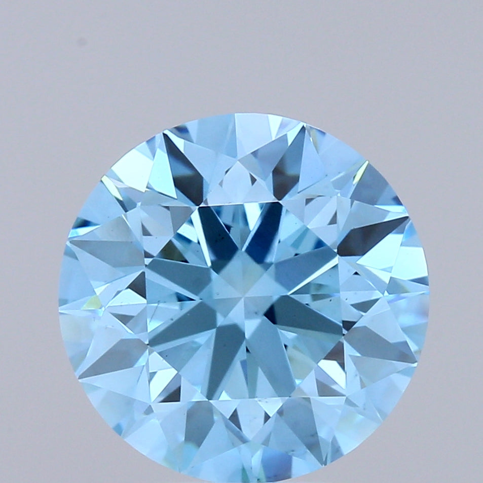 3.01ct Round FANCY VIVID BLUE VS2 Lab Created Diamond