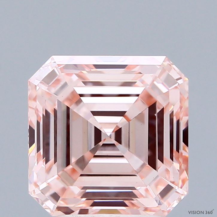 3.09ct Asscher FANCY INTENSE PINK VS1 Lab Created Diamond