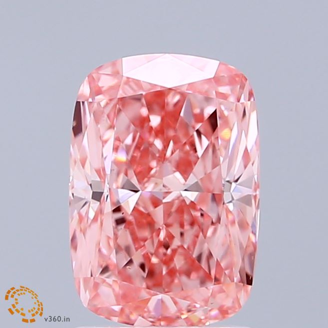 2.03ct Cushion FANCY VIVID PINK VVS2 Lab Created Diamond
