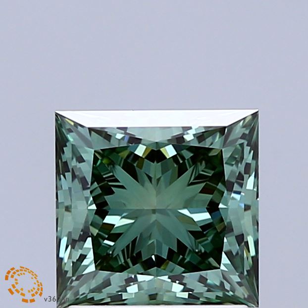 1.77ct Princess FANCY VIVID GREEN VVS2 Lab Created Diamond