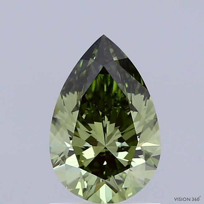 1.02ct Pear FANCY VIVID GREEN VS1 Lab Created Diamond