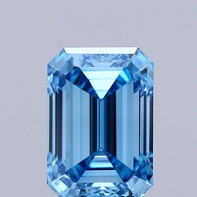 0.99ct Emerald FANCY VIVID BLUE VS1 Lab Created Diamond