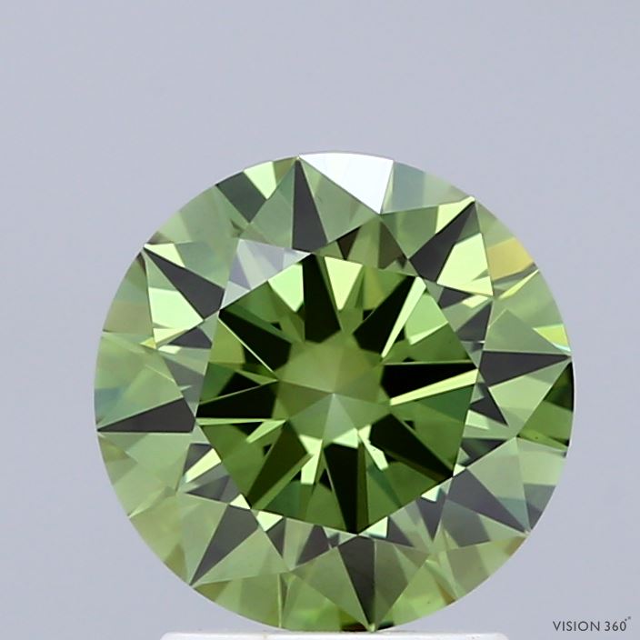 2.05ct Round FANCY VIVID GREEN VS1 Lab Created Diamond