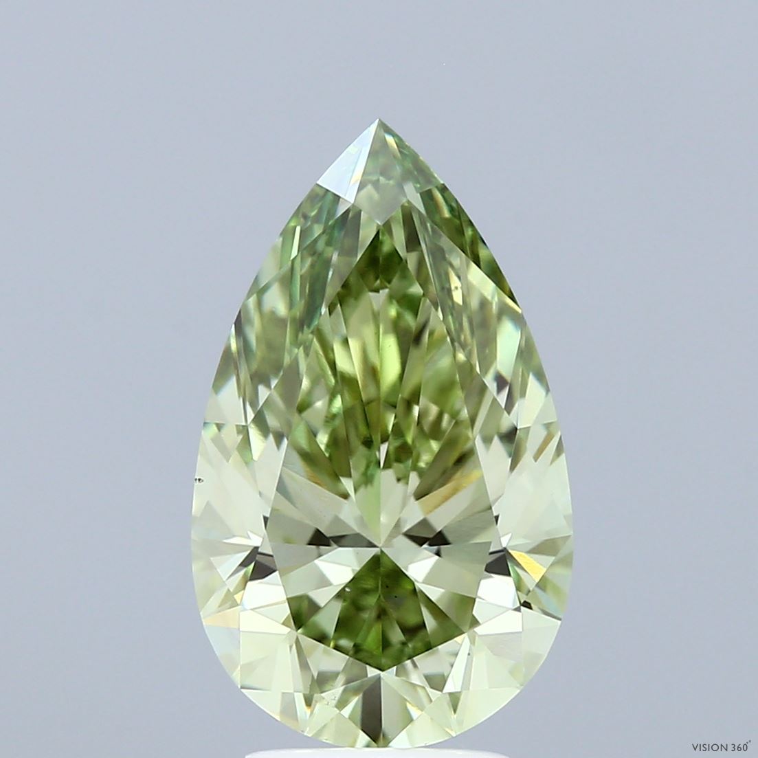 4.04ct Pear FANCY VIVID GREEN VS1 Lab Created Diamond