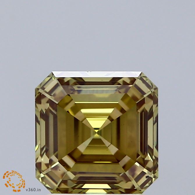 2.04ct Asscher FANCY INTENSE GREEN VS2 Lab Created Diamond