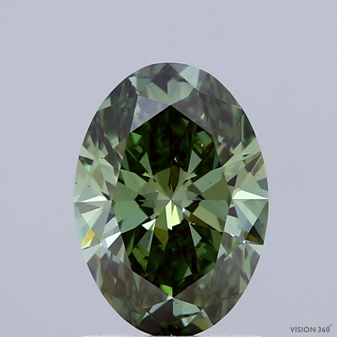 1.36ct Oval FANCY VIVID GREEN VS2 Lab Created Diamond