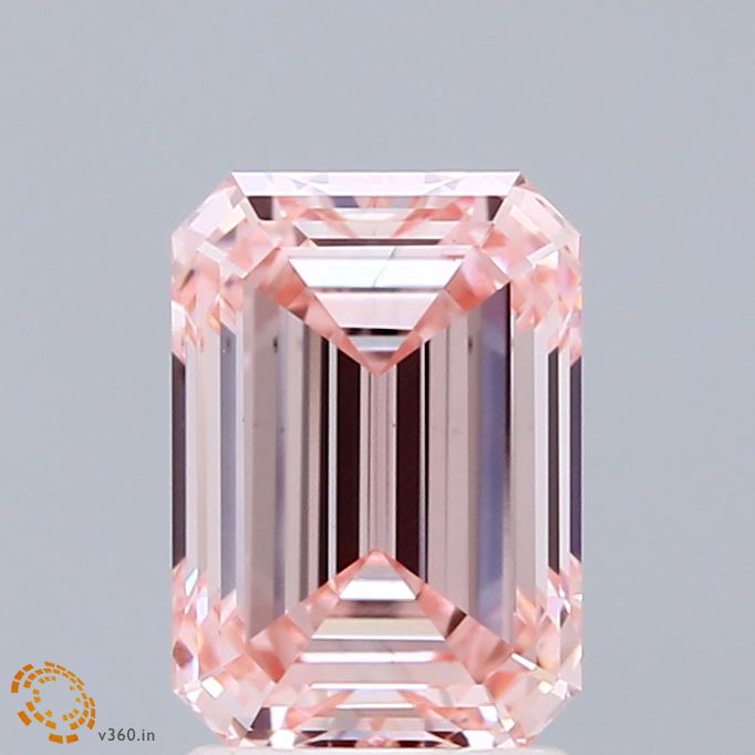 2.08ct Emerald FANCY INTENSE PINK VS1 Lab Created Diamond