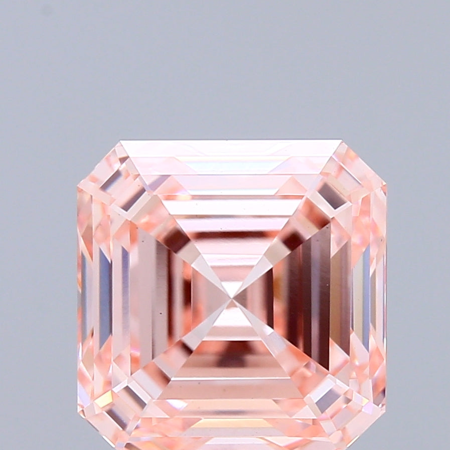 3.02ct Asscher FANCY INTENSE PINK VS1 Lab Created Diamond