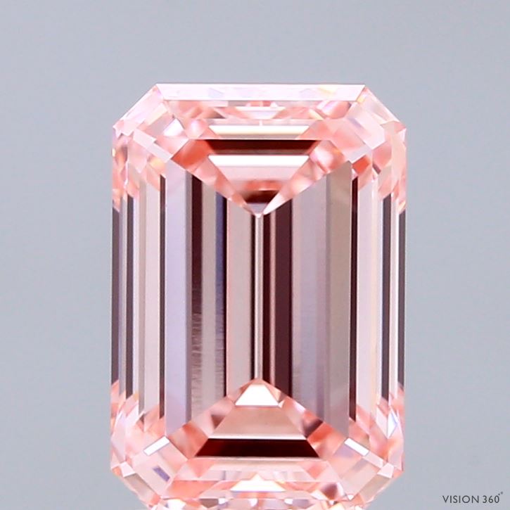 2.61ct Emerald FANCY INTENSE PINK VVS2 Lab Created Diamond