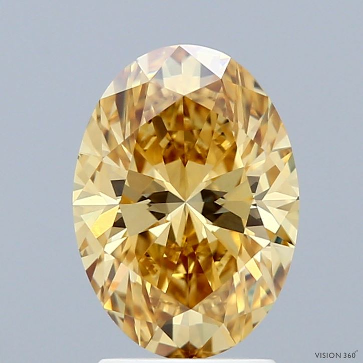 2ct Oval FANCY INTENSE YELLOW VVS2 Lab Created Diamond