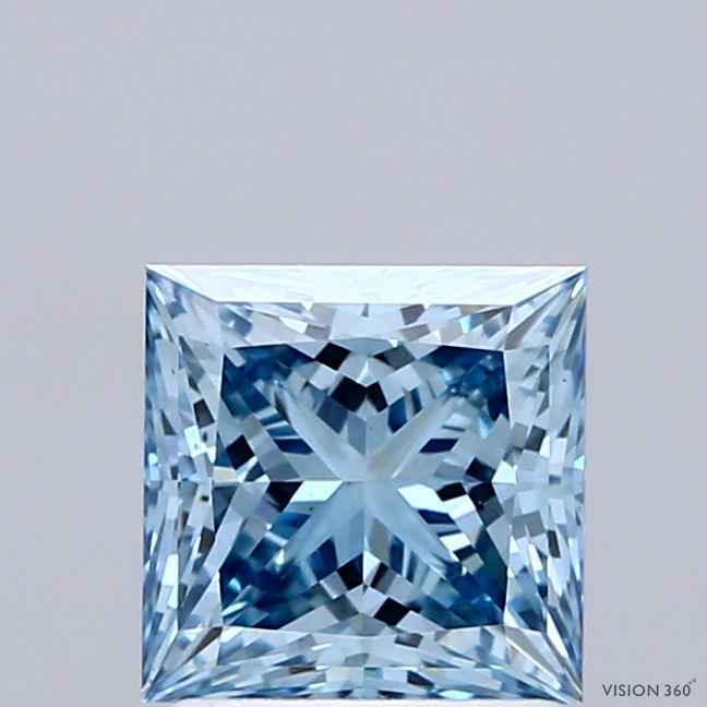 1.53ct Princess FANCY VIVID BLUE VS2 Lab Created Diamond