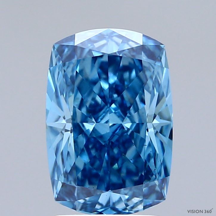 2.09ct Cushion FANCY VIVID BLUE VS2 Lab Created Diamond