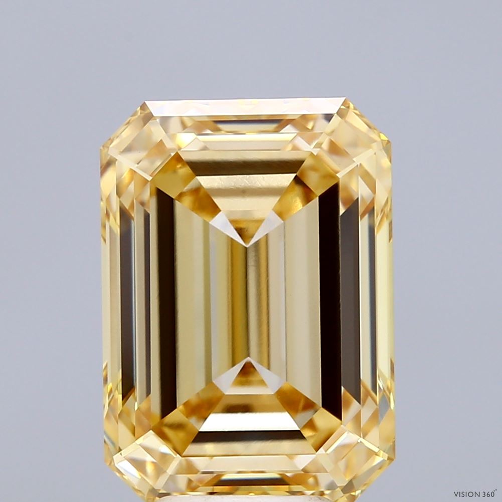7.01ct Emerald FANCY YELLOW VVS2 Lab Created Diamond