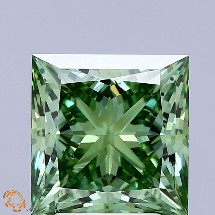 4.04ct Princess FANCY VIVID GREEN VS2 Lab Created Diamond