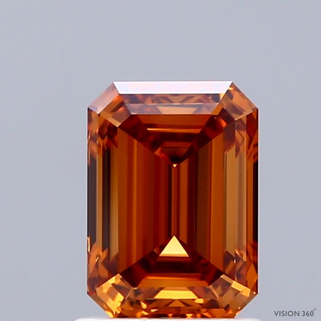1.45ct Emerald FANCY VIVID ORANGE VVS2 Lab Created Diamond