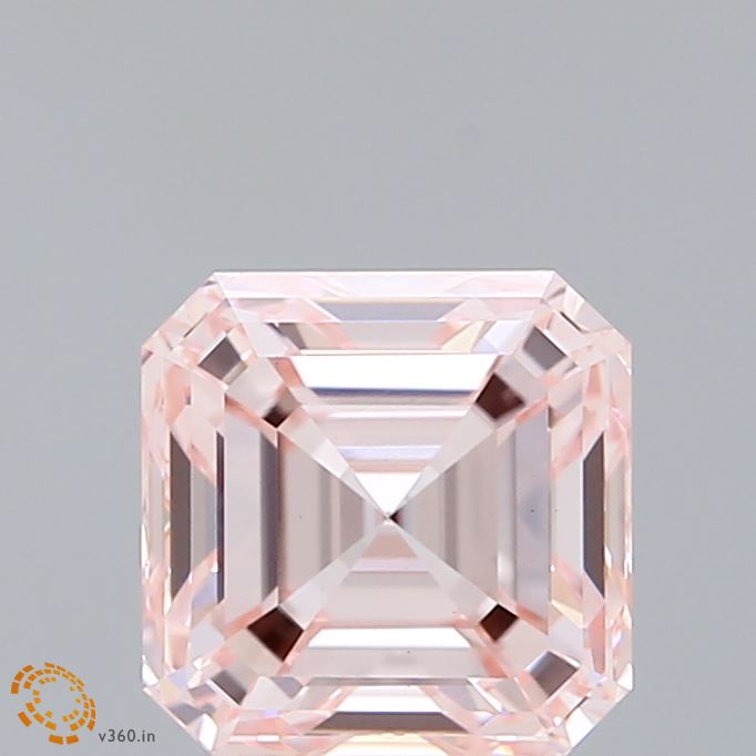 2.4ct Asscher FANCY PINK VS1 Lab Created Diamond