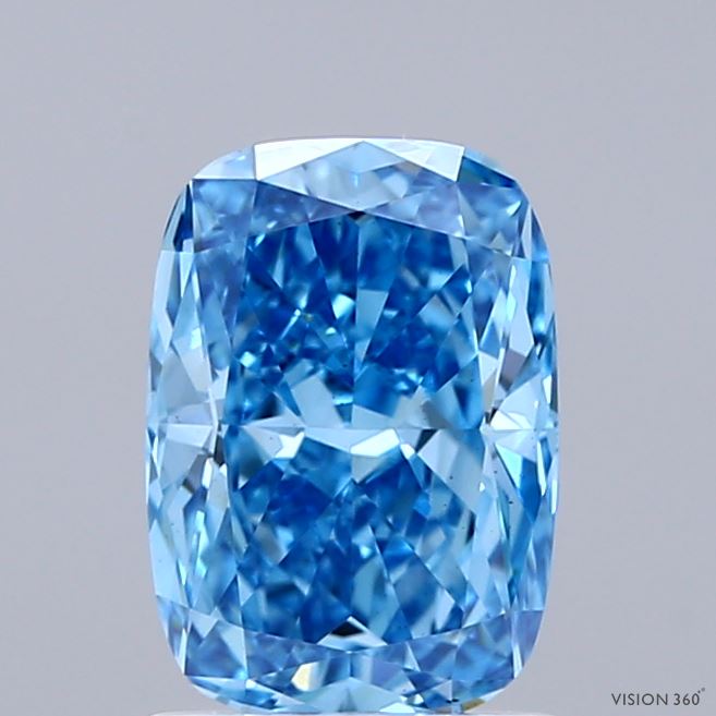 1.47ct Cushion FANCY VIVID BLUE VS1 Lab Created Diamond