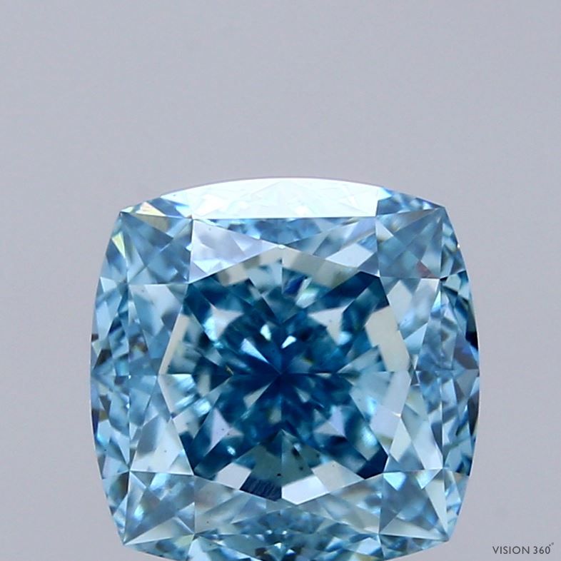 4.07ct Cushion FANCY VIVID BLUE VS1 Lab Created Diamond
