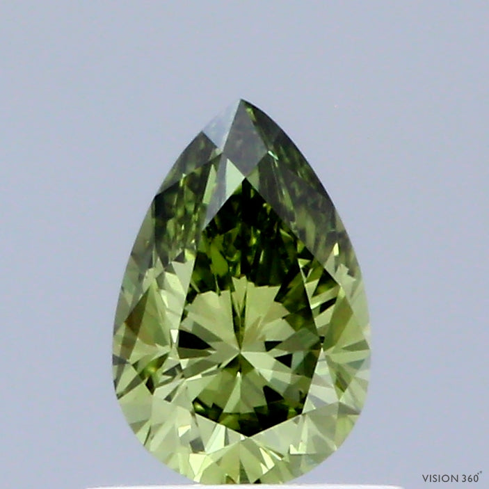 0.52ct Pear FANCY VIVID GREEN VS1 Lab Created Diamond