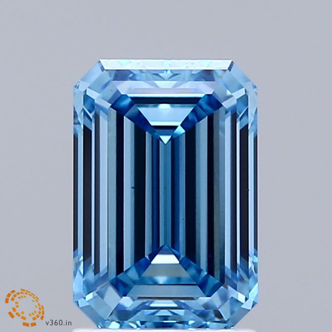 2.03ct Emerald FANCY VIVID BLUE VS1 Lab Created Diamond