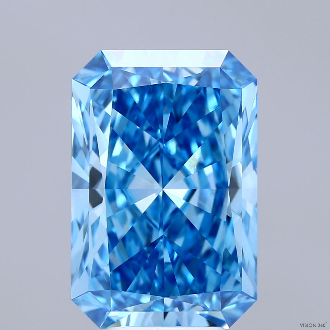 7.14ct Radiant FANCY VIVID BLUE VVS2 Lab Created Diamond
