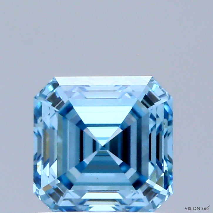 1.07ct Asscher FANCY VIVID BLUE VS1 Lab Created Diamond