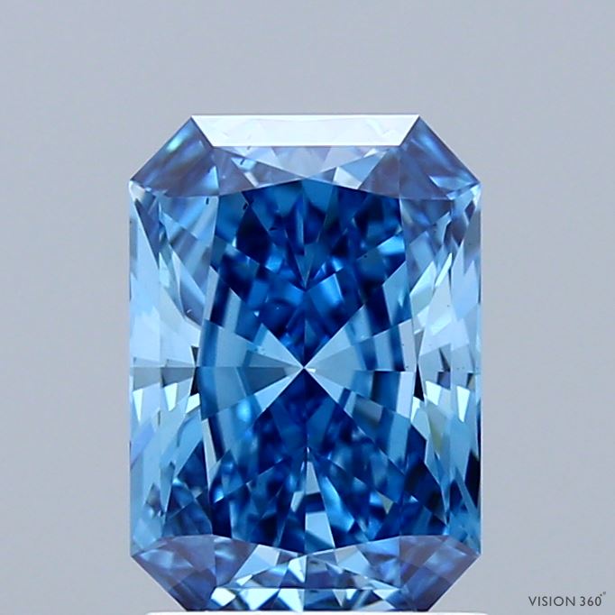 1.72ct Radiant FANCY VIVID BLUE VS2 Lab Created Diamond