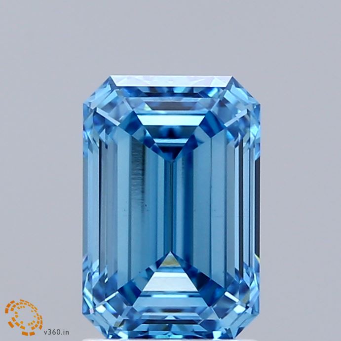 2.03ct Emerald FANCY VIVID BLUE VS1 Lab Created Diamond