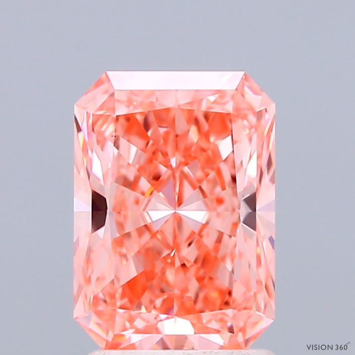 2.03ct Radiant FANCY VIVID ORANGE PINK VS1 Lab Created Diamond