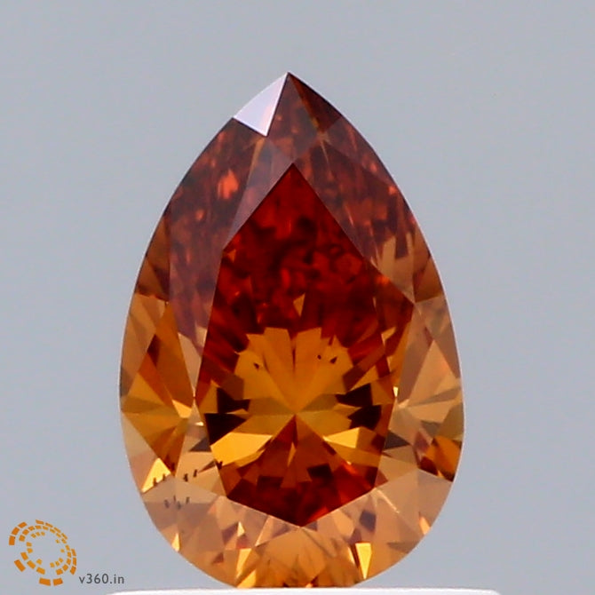 0.59ct Pear FANCY VIVID ORANGE VS2 Lab Created Diamond