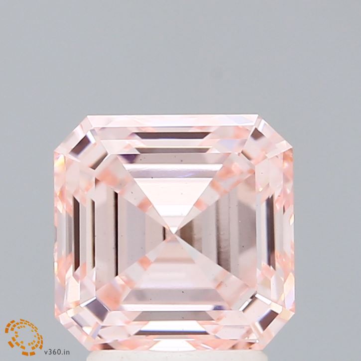 3.12ct Asscher FANCY INTENSE PINK VS1 Lab Created Diamond