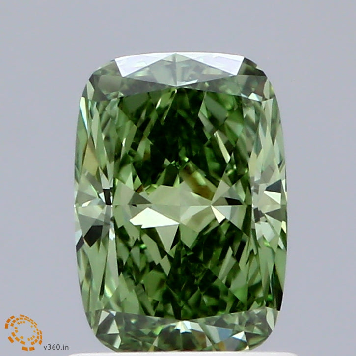 1.04ct Cushion FANCY VIVID GREEN VS1 Lab Created Diamond