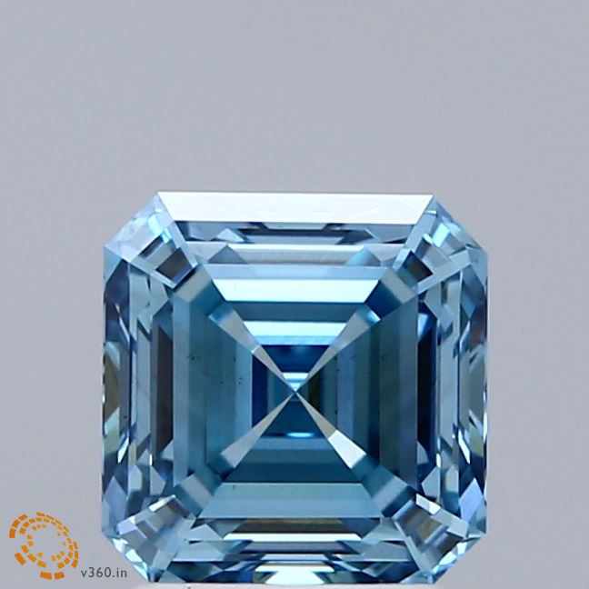 2.04ct Asscher FANCY VIVID BLUE VS1 Lab Created Diamond