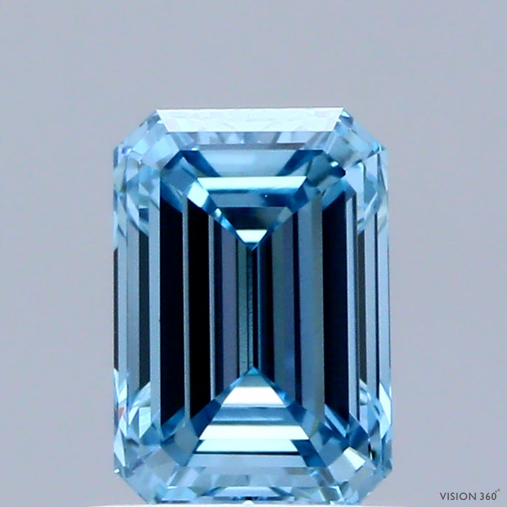 1ct Emerald FANCY VIVID BLUE VVS2 Lab Created Diamond