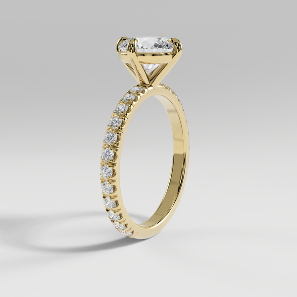 ANNA - Round North–South Solitaire Engagement Ring with Pavé Diamond