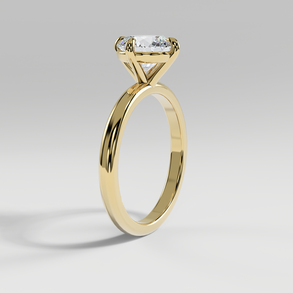 NATALIE - Round North–South Solitaire Engagement Ring with Polished Band