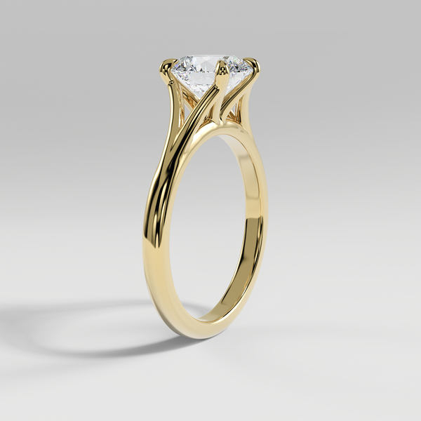 VIVIAN - Round Solitaire Engagement Ring with Polished Split Band