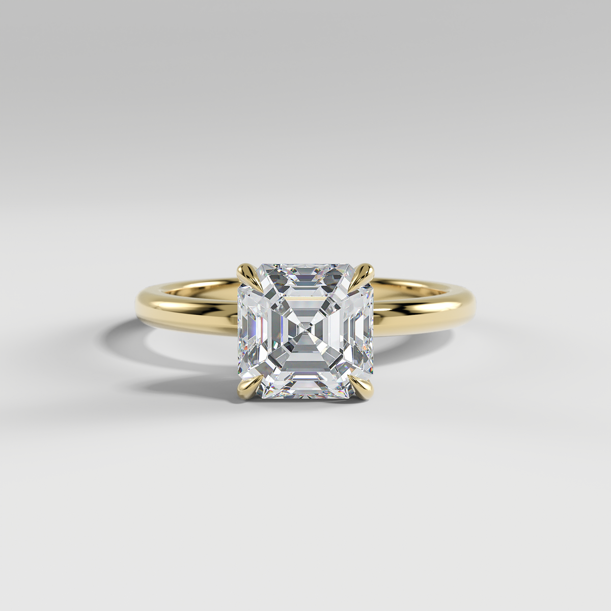 MIA - Asscher Solitaire Engagement Ring with Polished Band