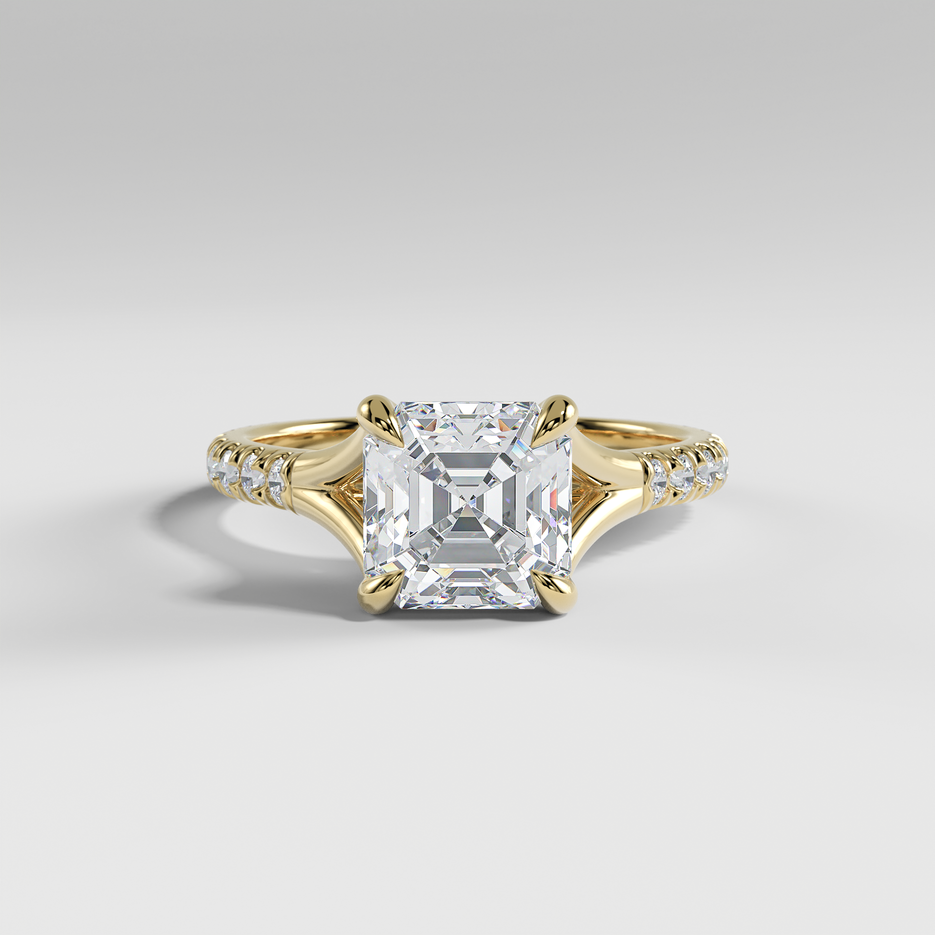 VICTORIA - Asscher Solitaire Engagement Ring with Pavé Diamond Split Band