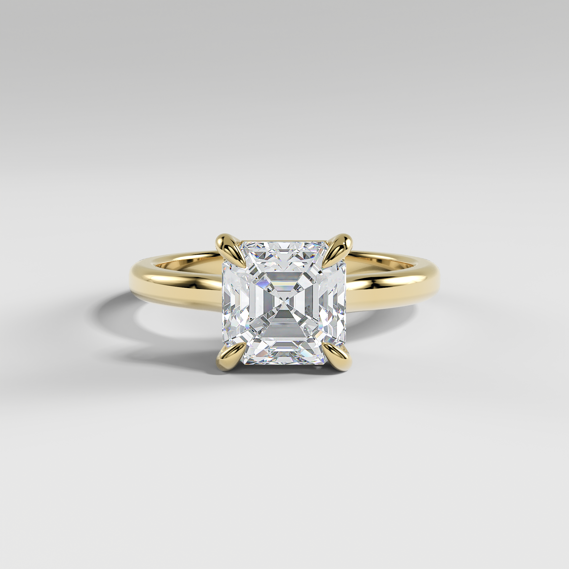 PAISLEY - Asscher Solitaire Engagement Ring with Low-Set Donut Basket and Polished Band