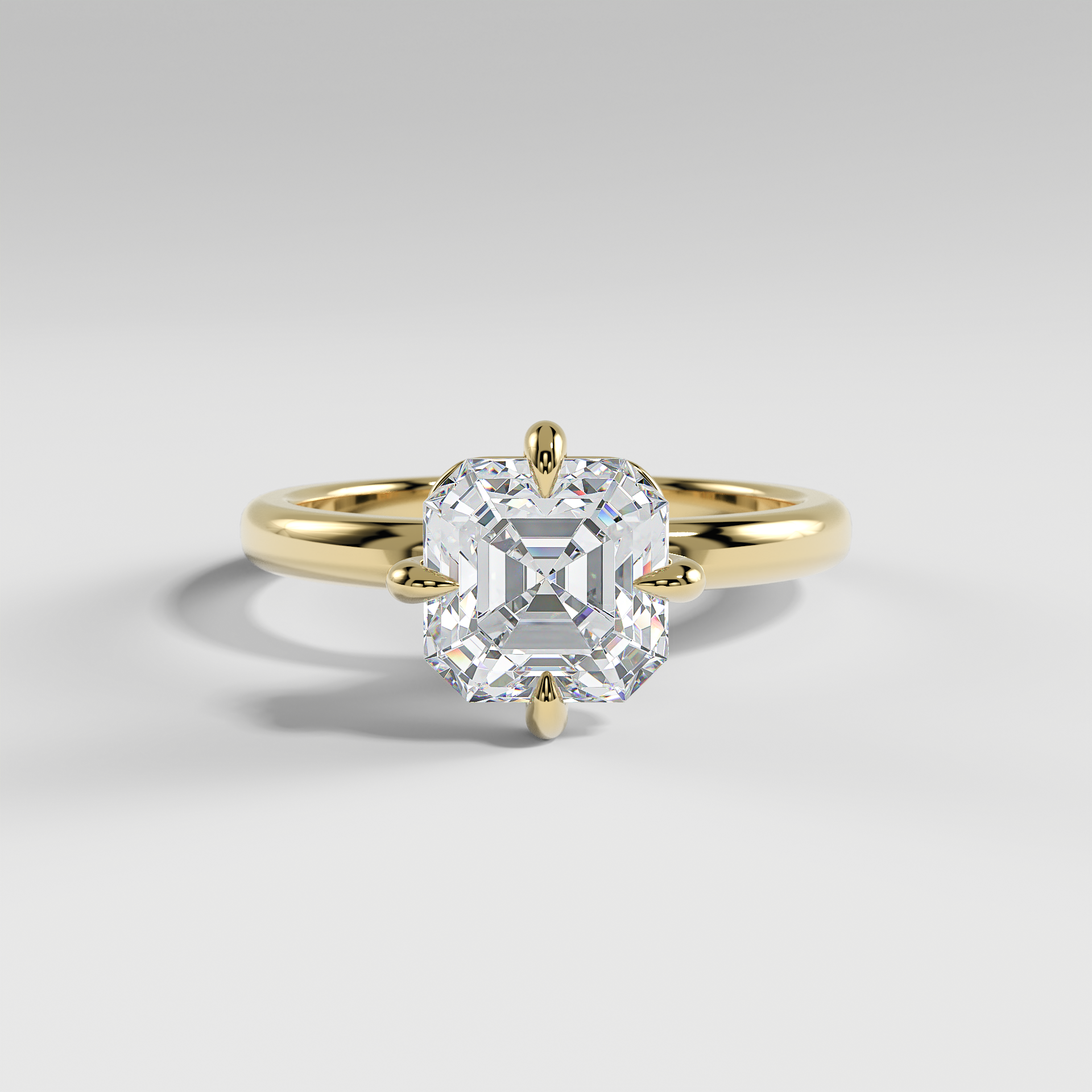 NATALIE - Asscher North–South Solitaire Engagement Ring with Polished Band