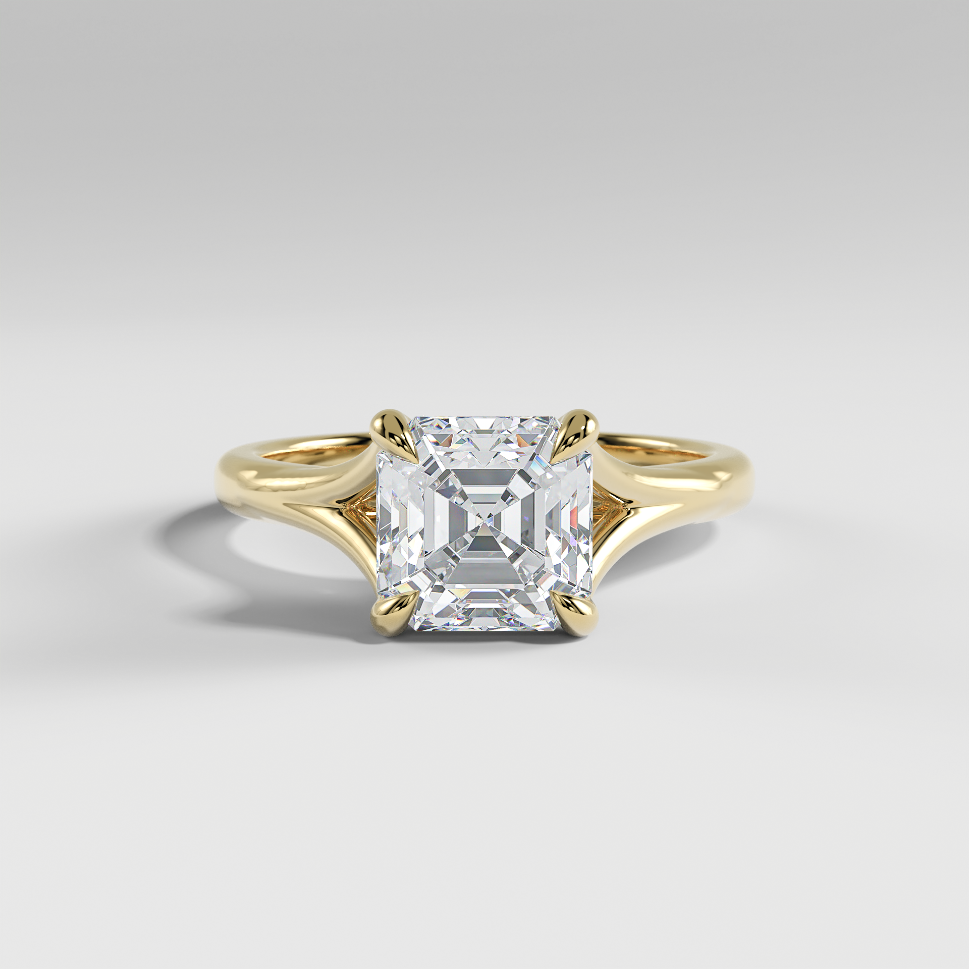 VIVIAN - Asscher Solitaire Engagement Ring with Polished Split Band