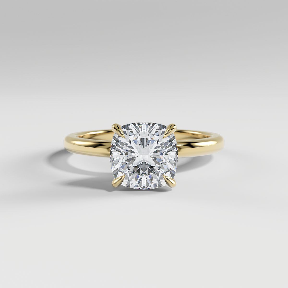 MIA - Cushion Solitaire Engagement Ring with Polished Band