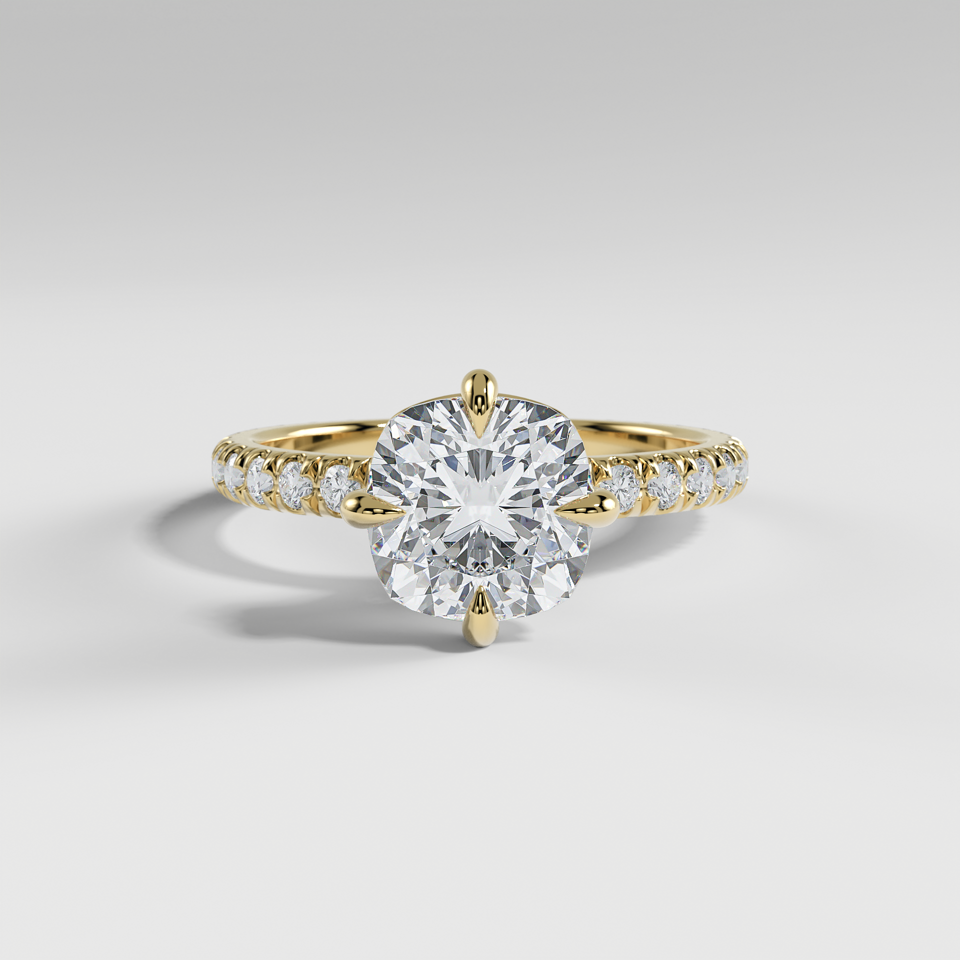 ANNA - Cushion North–South Solitaire Engagement Ring with Pavé Diamond